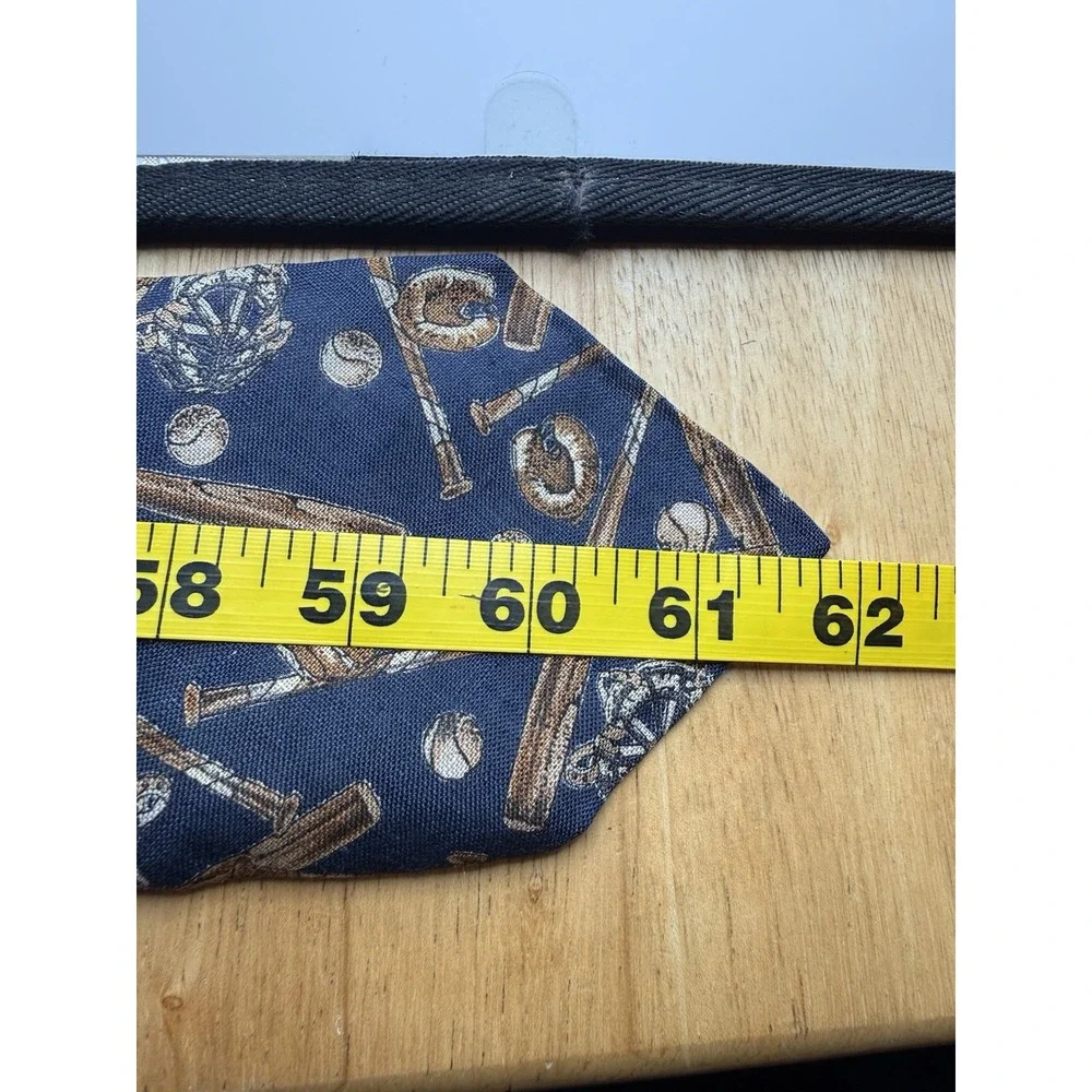 Robert Talbott Carmel By The Sea Silk Tie Baseball Bats Balls Gloves Navy USA